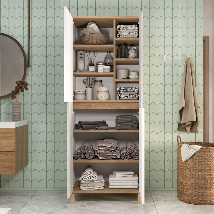 Hanah Home Armario Multiusos Nord - ND15-SW Blanco, Roble y Gris